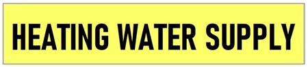 Yellow, HEATING WATER SUPPLY, Self-Adhesive Pipe Marker - Choose from 5 Sizes