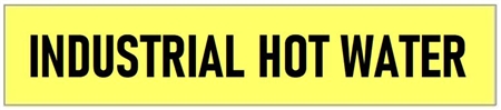 Yellow, INDUSTRIAL HOT WATER, Self-Adhesive Pipe Marker - Choose from 5 Sizes