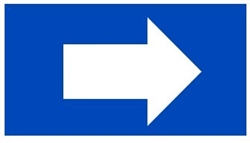 White / Blue Pipe Marker Directional Flow Arrow - Choose from 5 Sizes