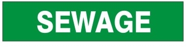 Roll Form SEWAGE Pipe Markers-On-A-Roll - Choose from 2 Sizes � 1 X 9 inch or 2 X 9 inch Rolls � Each roll contains 72 pipe markers.