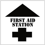 FIRST AID STATION with Arrow Floor Marking Stencil - 24 x 24