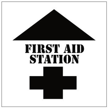 FIRST AID STATION with Arrow Floor Marking Stencil - 24 x 24