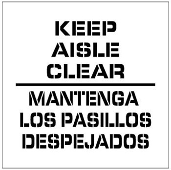 KEEP AISLES CLEAR - BILINGUAL - Floor Marking Stencil - 24 x 24