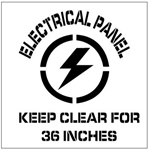 ELECTRICAL PANEL KEEP CLEAR FOR 36 INCHES - Floor Marking Stencil - 24 x 24