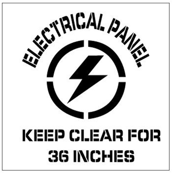 ELECTRICAL PANEL KEEP CLEAR FOR 36 INCHES - Floor Marking Stencil - 24 x 24