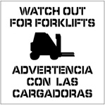 WATCH OUT FOR FORKLIFTS - BILINGUAL - Floor Marking Stencil - 24 x 24
