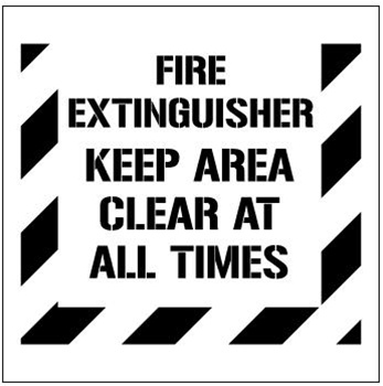 FIRE EXTINGUISHER KEEP AREA CLEAR AT ALL TIMES - Floor Marking Stencil - 24 x 24