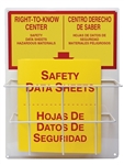 Bilingual SDS Right To Know Information Center W/Binder - wall mount with 1-1/2"  polypropylene binder and coated wire basket - 20" X 15" constructed of .063" aluminum back board