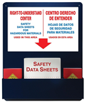Bilingual Right-To-Know Information Center With Binder - 30" X 24" W backboard with 4 1/8 inch deep, triple divided pocket, Sturdy all-aluminum center board can hold and store SDS binder and training booklets.