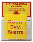 Right to Know Hazardous Materials Safety Data Sheets Compliance Center, wall mount with 1-1/2"  polypropylene binder and coated wire basket - 20" X 15" constructed of .063" aluminum back board