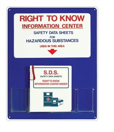 Right To Know MSDS Information Center With Binder - 30" X 24" Constructed of high-impact plastic