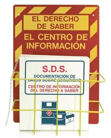 Spanish SDS Right To Know Information Center W/Binder - 20" X 14" Constructed of high-impact plastic