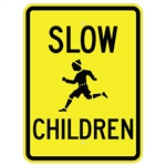 SLOW CHILDREN Sign w/child symbol - Available in 24 X 18 Engineer Grade or Hi Intensity Reflective .080 Aluminum