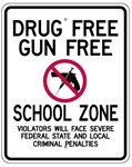 DRUG FREE GUN FREE SCHOOL ZONE Sign - 24 X 30 Engineer Grade Reflective .080 Aluminum