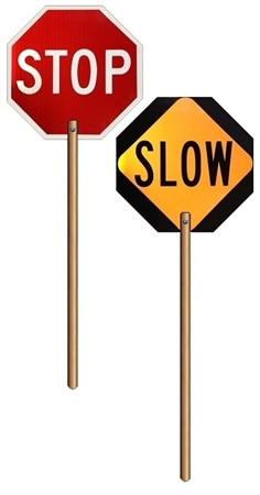 Reflective 24" STOP/SLOW Sign Paddle with 6 ft. handle - Double Sided 24 X 24 Engineer Grade Reflective .040 aluminum with 6 foot handle