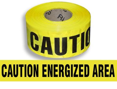 Caution Energized Area  Barricade Tape - 3 in. X 1000 ft. Rolls - Durable 3 mil Polyethylene