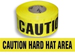 Caution Hard Hat Area Barricade Tape - 3 in. X 1000 ft. Rolls - Durable 3 mil Polyethylene