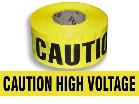 229 Electric DANGER HIGH VOLTAGE 75mm x 100m Non Adhesive Barrier Warning Tape 