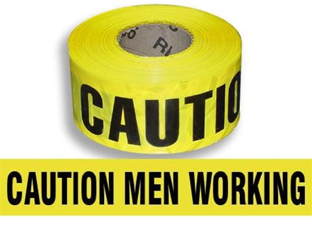 Caution Men Working Barricade Tape - 3 in. X 1000 ft. Rolls - Durable 3 mil Polyethylene
