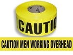Caution Men Working Overhead Barricade Tape - 3 in. X 1000 ft. Rolls - Durable 3 mil Polyethylene