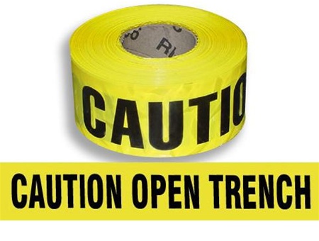Caution Open Trench Barricade Tape - 3 in. X 1000 ft. Rolls - Durable 3 mil Polyethylene