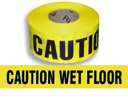Caution Wet Floor Barricade Tape - 3 in. X 1000 ft. Rolls - Durable 3 mil Polyethylene