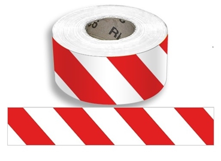 Red/White Striped Barricade Tape - 3 in. X 1000 ft. lengths - 3 Mil Durable Polyethylene