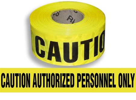 Caution Authorized Personnel Only Barricade Tape - 3 in. X 1000 ft. Rolls - Durable 3 mil Polyethylene