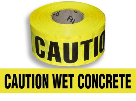 Caution Wet Concrete Barricade Tape - 3 in. X 1000 ft. Rolls - Durable 3 mil Polyethylene