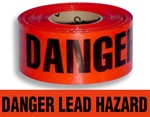 Danger Lead Hazard Barricade Tape - 3 X 1000 ft. lengths - 3 Mil Durable Polyethylene