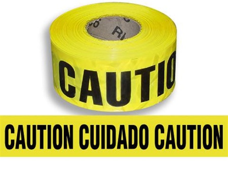 Bilingual Caution Barricade Tape - 3 in. X 1000 ft. Rolls - Durable 3 mil Polyethylene
