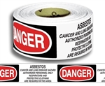 Danger Asbestos Cancer and Lung Disease Hazard Barricade Tape - 3 in. X 1000 ft. Rolls - Durable 3 mil Polyethylene