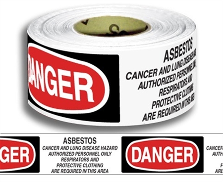 Danger Asbestos Cancer and Lung Disease Hazard Barricade Tape - 3 in. X 1000 ft. Rolls - Durable 3 mil Polyethylene