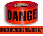 Danger Hazardous Area Keep Out Barricade Tape - 3 in. X 1000 ft. Rolls - Durable 3 mil Polyethylene