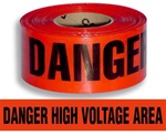 Danger High Voltage Area Barricade Tape - 3 in. X 1000 ft. Rolls - Durable 3 mil Polyethylene