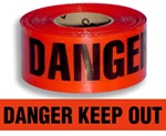 Danger Keep Out Barricade Tape - 3 in. X 1000 ft. Rolls - Durable 3 mil Polyethylene