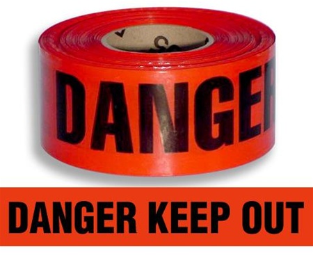 Danger Keep Out Barricade Tape - 3 in. X 1000 ft. Rolls - Durable 3 mil Polyethylene