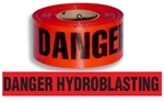 Danger Hydro-blasting Barricade Tape - 3 in. X 1000 ft. Rolls - Durable 3 mil Polyethylene