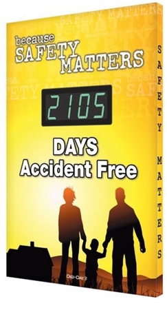 Photo Auto Count, Safety Matter Days Accident Free Digital Safety Scoreboard, 28 X 20, Aluminum