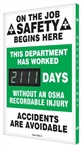 This Department Has Worked XXX Days Without An OSHA Recordable Injury Digital Safety Scoreboard, 28 X 20, Aluminum