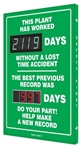 This Plant Has Worked  XXX  Days Without A Time Lost Time Accident, The Previous Record Was XXX Days Auto Count, Digital Safety Scoreboard, 28 X 20, Aluminum Frame