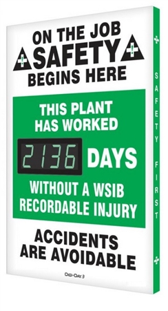 This Plant Has Worked XXX Days Without An WSIB Recordable Injury Digital Safety Scoreboard, 28 X 20, Aluminum
