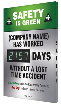 Semi Custom (Company Name) Has Worked XXX Days Without A Lost Time Accident Digital Safety Scoreboard, 28 X 20, Aluminum