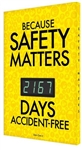 Photo Auto Count, Because Safety Matter Digital Safety Scoreboard, 28 X 20, Aluminum