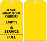 GAS CYLINDER STATUS Tags - FULL, IN SERVICE or EMPTY