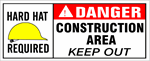 DANGER HARD HAT REQUIRED, CONSTRUCTION AREA KEEP OUT, Safety Banner- Reinforced vinyl use indoor or outdoor, Choose 2 ft x 5 ft or 4 ft x 10 ft