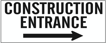 CONSTRUCTION ENTRANCE Arrow Right Banner- Reinforced vinyl Banner use indoor or outdoor, Choose 2 ft x 5 ft or 4 ft x 10 ft