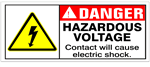 Danger Hazardous Voltage, Contact Will Cause Electric Shock, Safety Banner- Reinforced vinyl use indoor or outdoor, Choose 2 ft x 5 ft or 4 ft x 10 ft