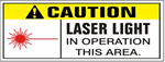 Caution Laser Light In Operation This Area, Safety Banner - Reinforced vinyl Banner use indoor or outdoor, Choose 2 ft x 5 ft or 4 ft x 10 ft