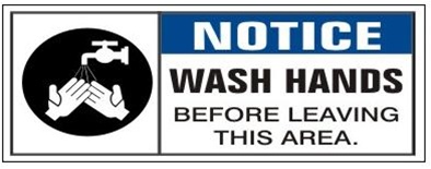 WASH HANDS BEFORE LEAVING THIS AREA, Safety Banner- Reinforced vinyl use indoor or outdoor, Choose 2 ft x 5 ft or 4 ft x 10 ft